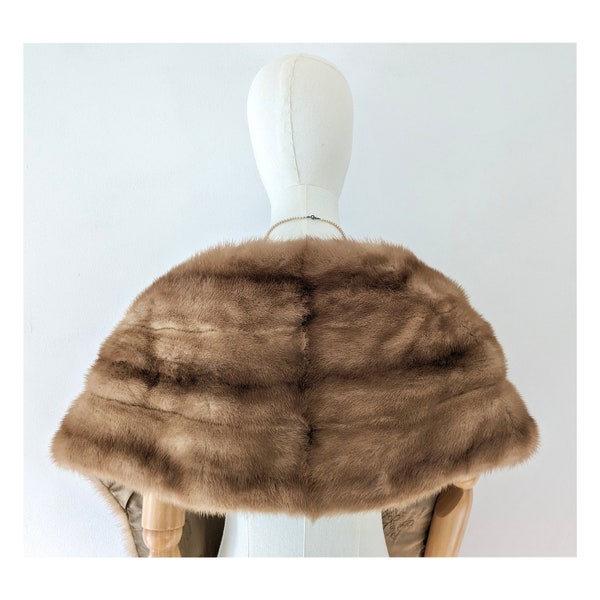 1950s Mink Fur Stole Half Cape * Vintage 1950s Pastel Mink Wrap * VintageWarm Brown Fur Stole * Vintage Mink Fur * Vintage Real Fur