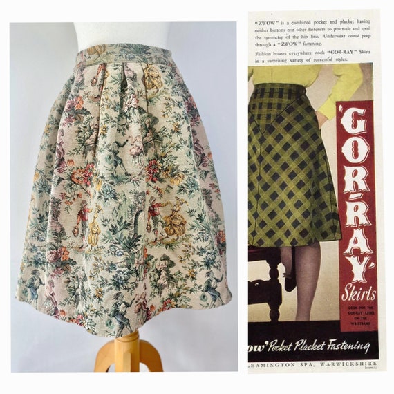 1940s GOR-RAY Skirt * 1940s Vintage Tapestry Skir… - image 1