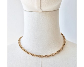 Vintage Chunky Gold Chain Choker Necklace * Chain for Charm Necklace * Gold Chain Short Necklace * Vintage Gold Chain Necklace