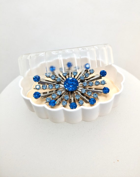 1950s Atomic Blue Starburst Brooch In Original Vi… - image 2