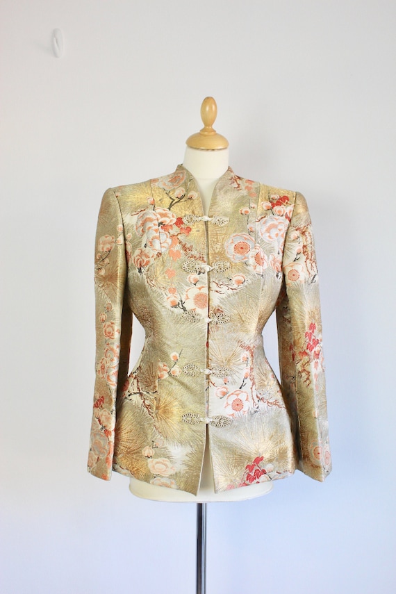 1930s Golden Cherry Blossom Kimono Sleeve Jacket *