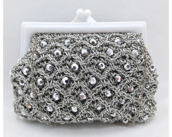 Sac de soirée en argent Space Age des années 1960 * sac en argent vintage * sac à main en argent vintage * sac en perles d'argent * sac à main des années 1960 * sac de soirée des années 1960