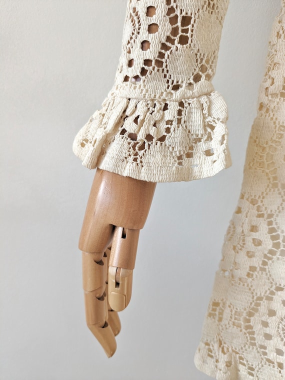 1960s Cream Lace Mini Dress * 1960s White Hippie … - image 5