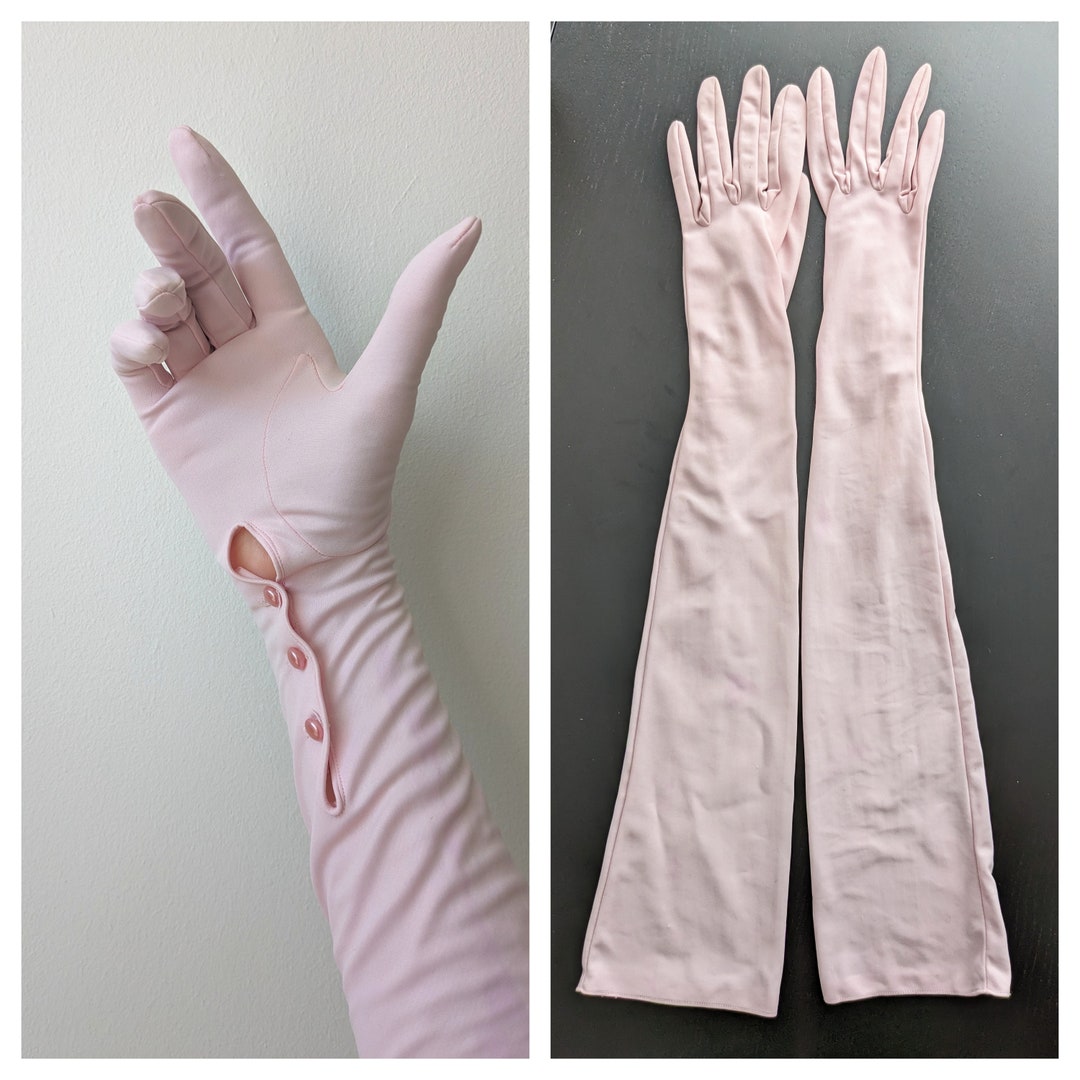 1960s Baby Pink Opera Gloves by Cornelia James Pearl Buttons Etsy