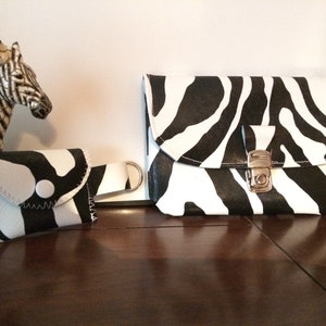 Schwarz-weiße Geldbörse, Zebra-Kunstleder-Geldbörse, Geldbörse und Einkaufswagen-Token-Tasche