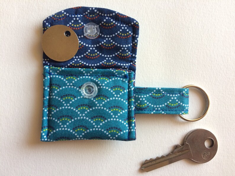 shopping cart key holder Asian printed blue key holder