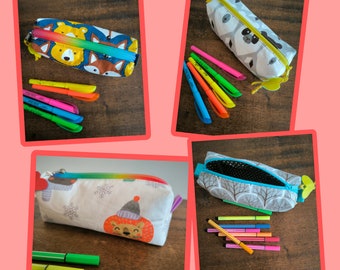 Printed cotton school pencil case