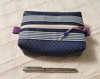 Trousse d'école simili bleu nuit, trousse maquillage