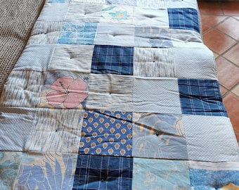 Blue square patchwork cover