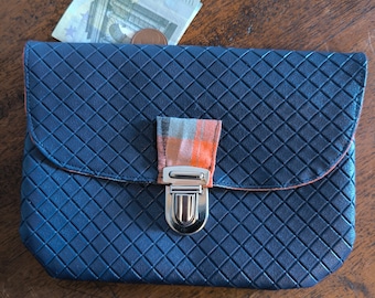 Blauwe kunstleren damestas