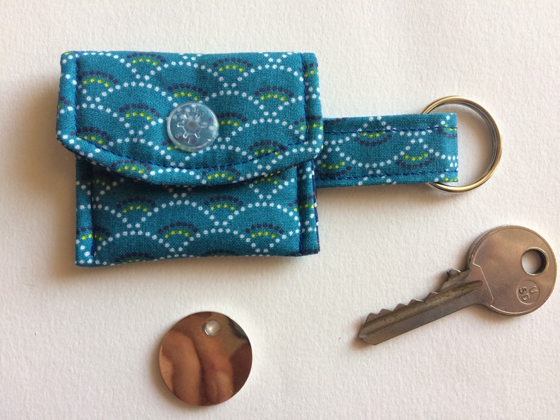 shopping cart key holder Asian printed blue key holder