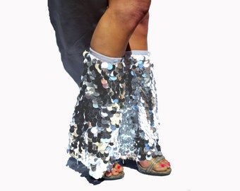 Silver sequined rave leg warmers