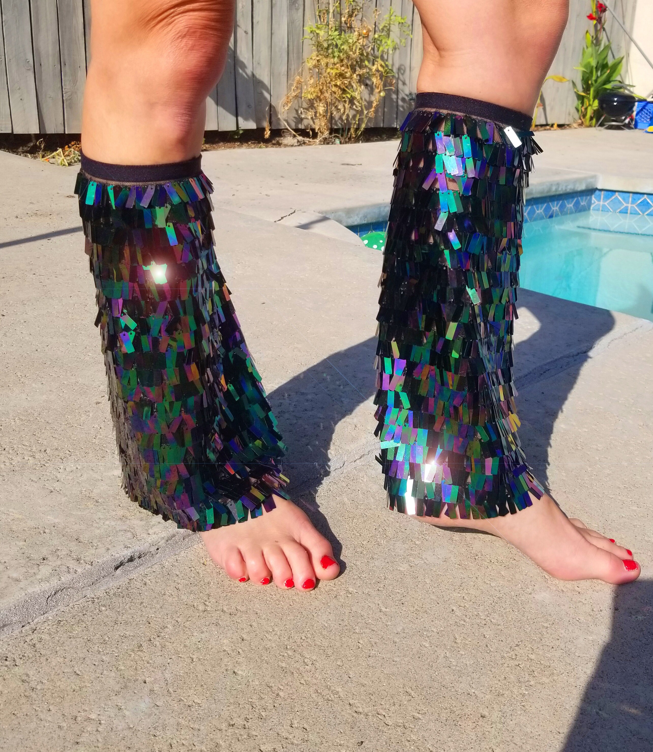 Sequin leg warmers or furries or boot covers in iridescent Etsy