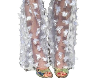 White Butterfly Lace Boot Covers, or Rave Leg Warmers, or Fluffies