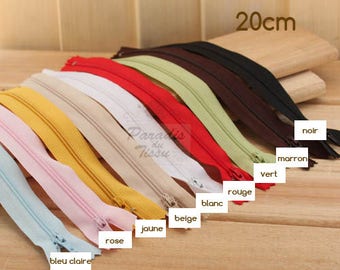 Set of 9 multicolored 20cm zipper closures