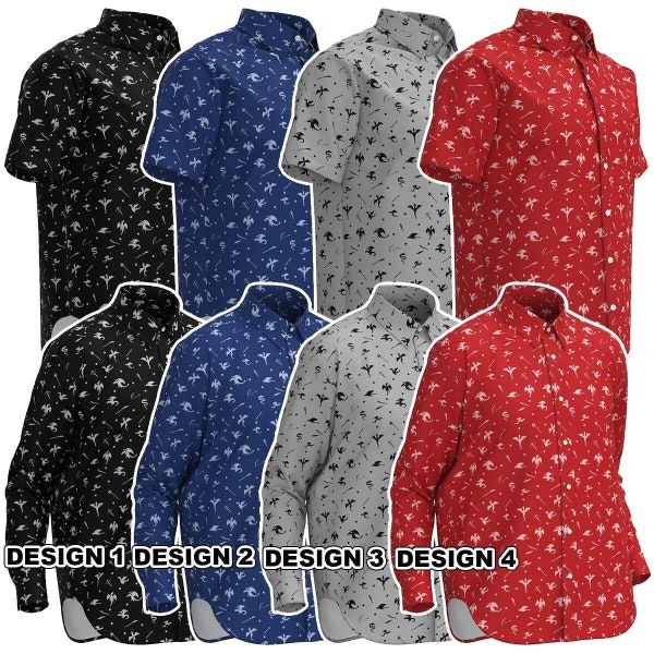 Donjons D&D dés Dragons armes épées arc flèche maître noir bleu gris rouge hommes femmes manches courtes col manches longues bouton chemise personnalisée