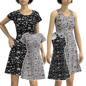 Star Wars Space Battle Ships Galaxy X Wing Tie Fighter Disneyland Disney Park Inspired Short Sleeve Skater Dress