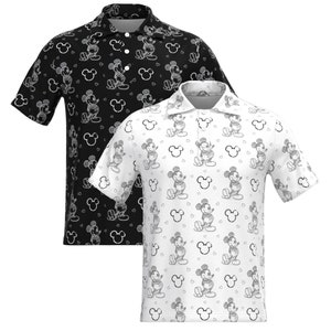 Mickey Mouse Drawing Sketch Doodle Disney Park Disneyland Inspired Short Sleeve Collar Collared Polo Tee T-shirt Shirt