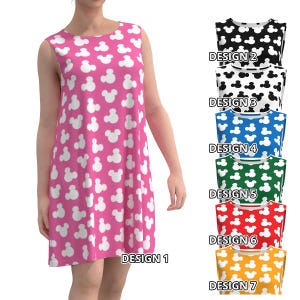 Mickey Minnie Silhouette Mouse Ears Polka Dot Sleeveless Dress Black Red Blue Green Pink Orange White Disney Park Disneyland Disneybounding