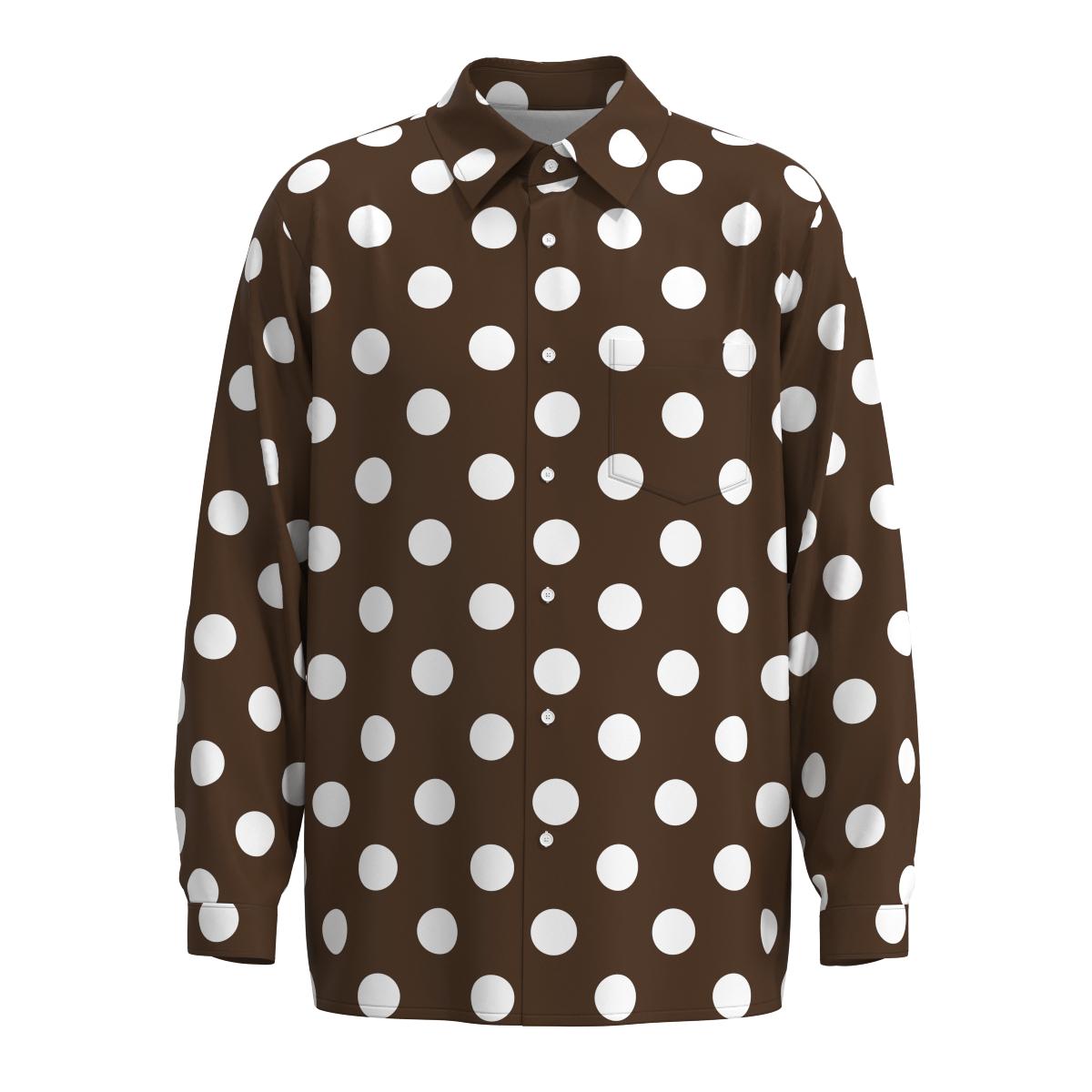 Long Sleeve Polka Dot Black Red Blue Brown Green Orange