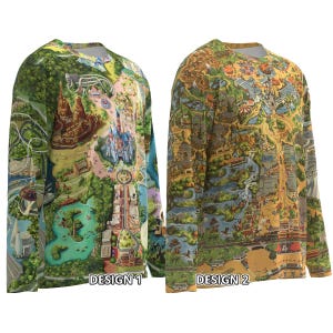 Carte vintage colorée Disneyland T-shirt inspiré de Disney croisière voyage vacances vacances en famille marathon courir manches longues hommes femmes t-shirt
