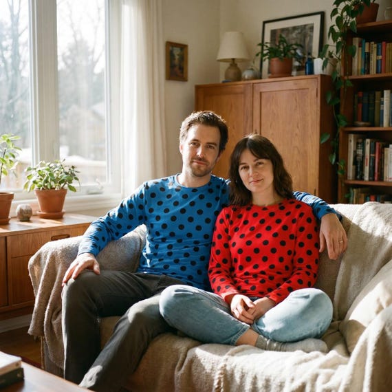 Polka Dot Long Sleeve T-shirt Black Dots on White Red Blue Brown