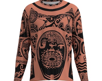 Moana Maui Tattoo Cosplay Costume Shirt Disney Disneyland Inspired Round Neck Collar Polo Long Sleeve Tee T-shirt