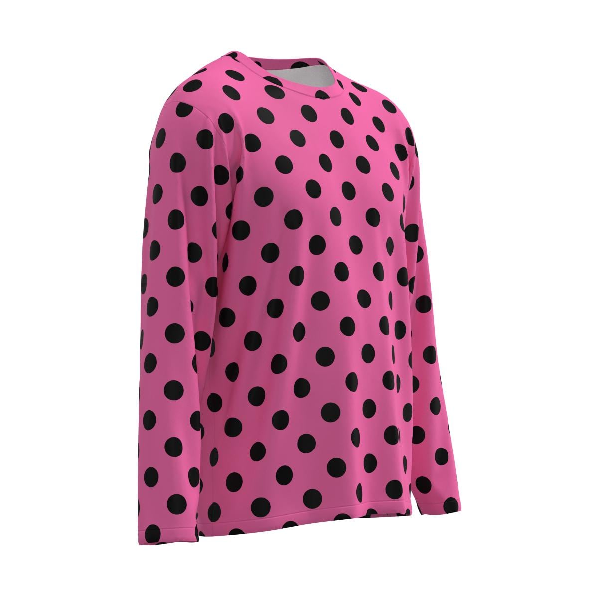 Polka Dot Long Sleeve T-shirt Black Dots on White Red Blue Brown