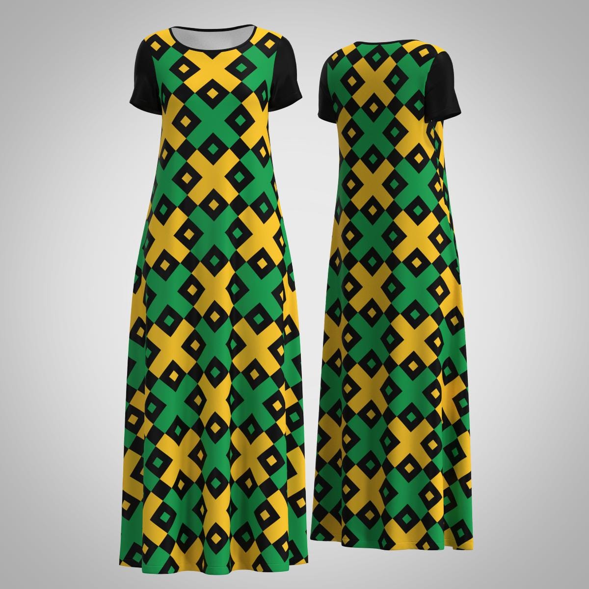 black green and yellow dress Vintage 1930s 30s 1940s 40s Day Dress Black Rayon Floral Blue Green Yellow  Roses main image 0