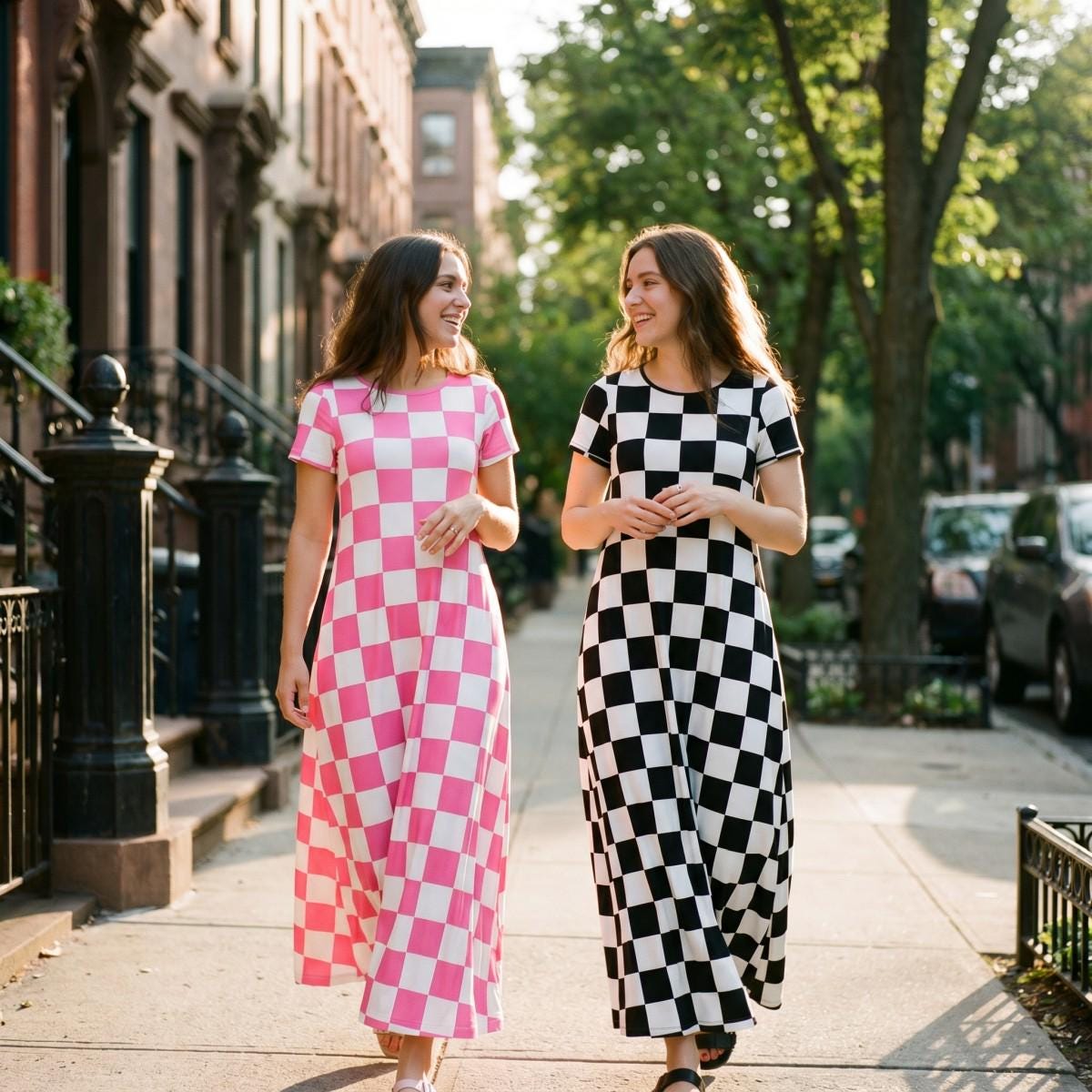 Checker Pattern Long Maxi Dress Check Checkered Box Geometric