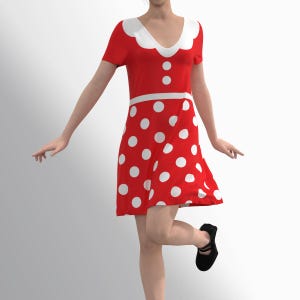 Minnie Mouse Dress Polka Dot Costume Cosplay Disney Disneyland Inspired Disneybounding Short Sleeve Fit Flare Dress