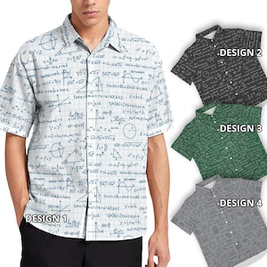 Math Teacher Shirt School College University Mathematical Formulas Men Women Short Sleeve Long Sleeve Collar Button Shirt Custom