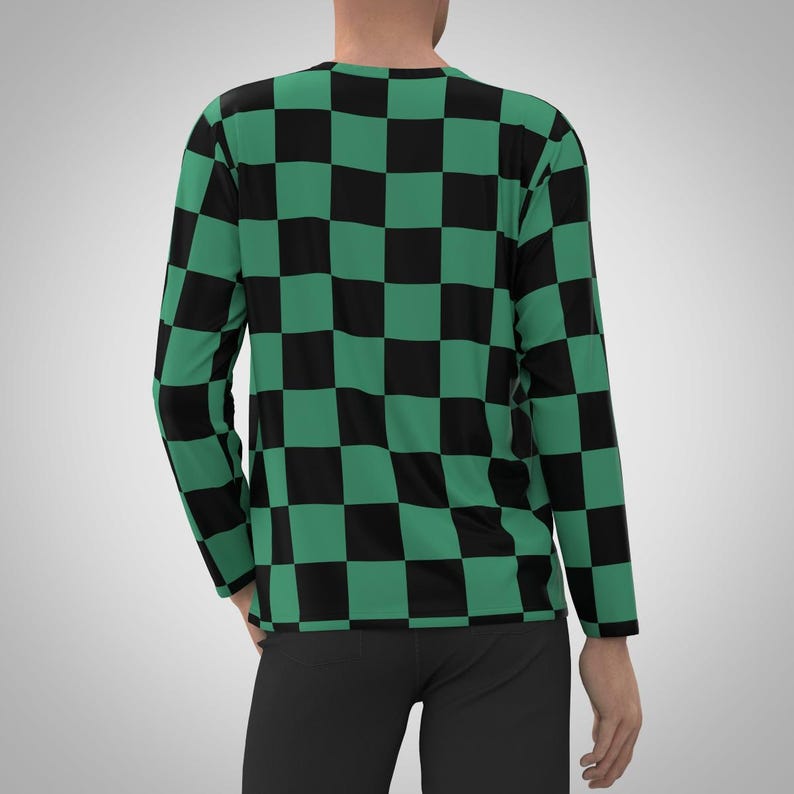 Anime T-shirt Japanese Pattern Black Green Checker Ichimatsu Check Pink ...