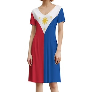 Philippines Flag Pambansang Watawat Filipinos Pride Dress Short Sleeve Sleeveless
