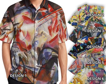 Wassily Kandinsky Russian Painter Fine Art Painting Men Women Button Shirt Composition Improvisation Modern Art Expressionism Custom Print