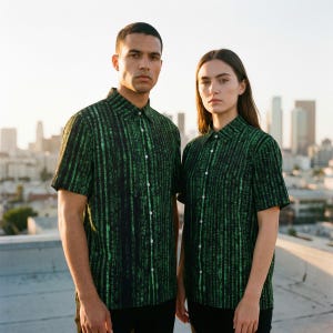 Das Matrix Button Shirt Programmierer Coder Hacker Nerd Geek Männer Damen Kurzarm Kleidung