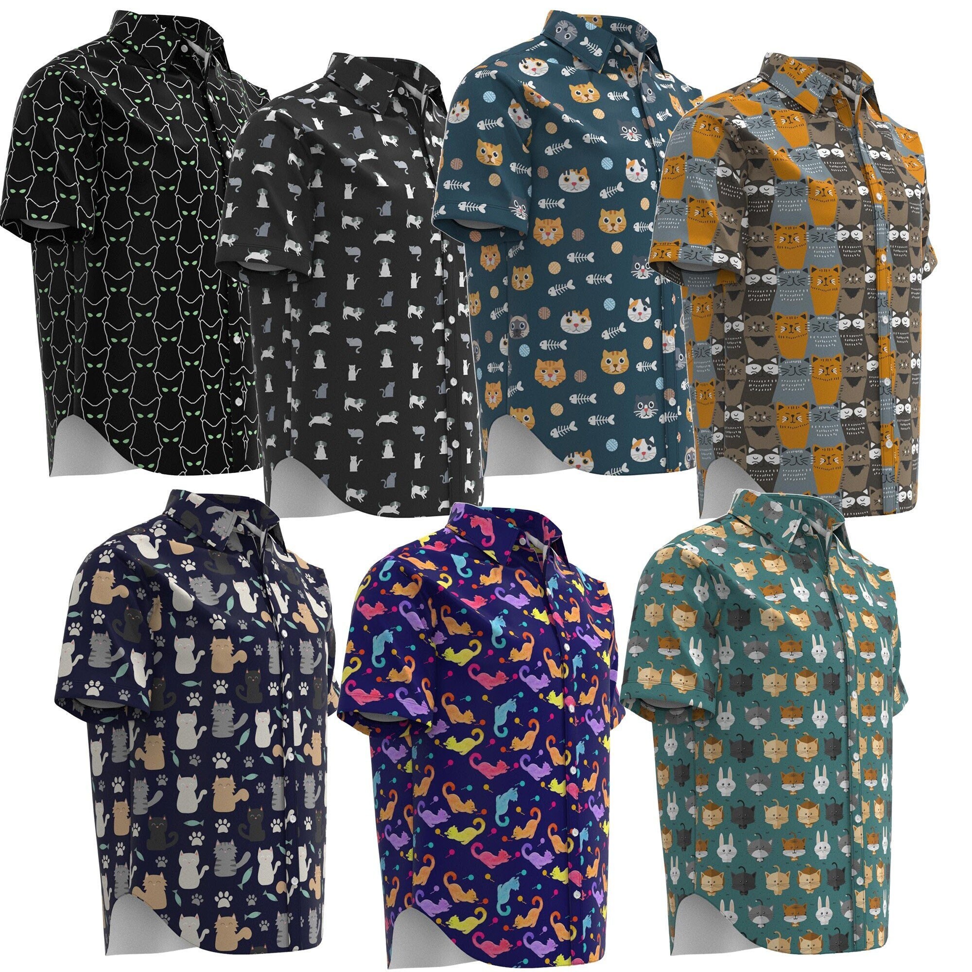 Short Sleeve Button Down Shirts For Men Who Love Cats! – Meow As Fluff