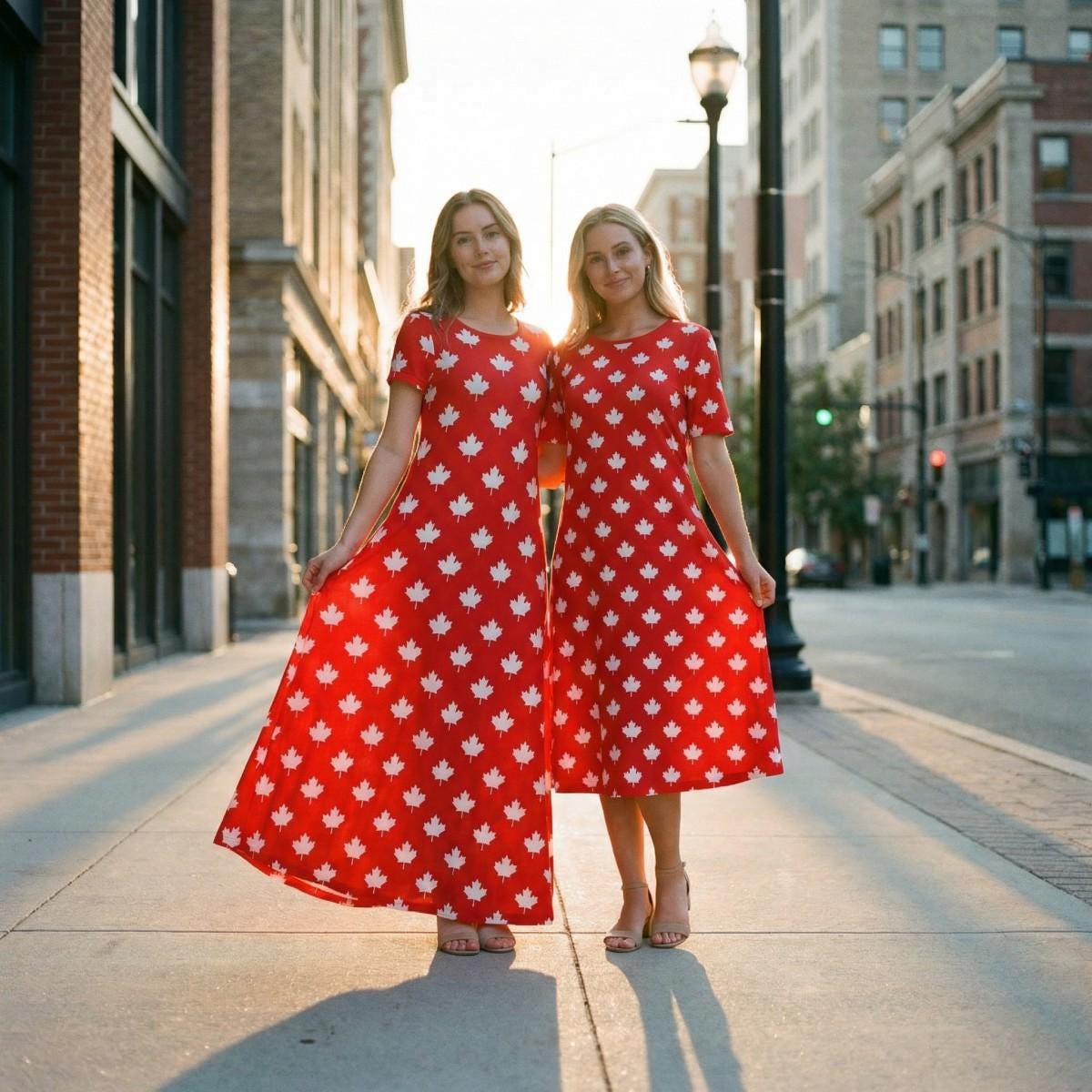 Canada Maple Leaf Flag Women Midi Long Maxi Dress Canadian Womens Clothing Confederation Day Canada Maple Leaf Flag Women Midi Long Maxi Dress Canadian Womens Clothing Confederation Day