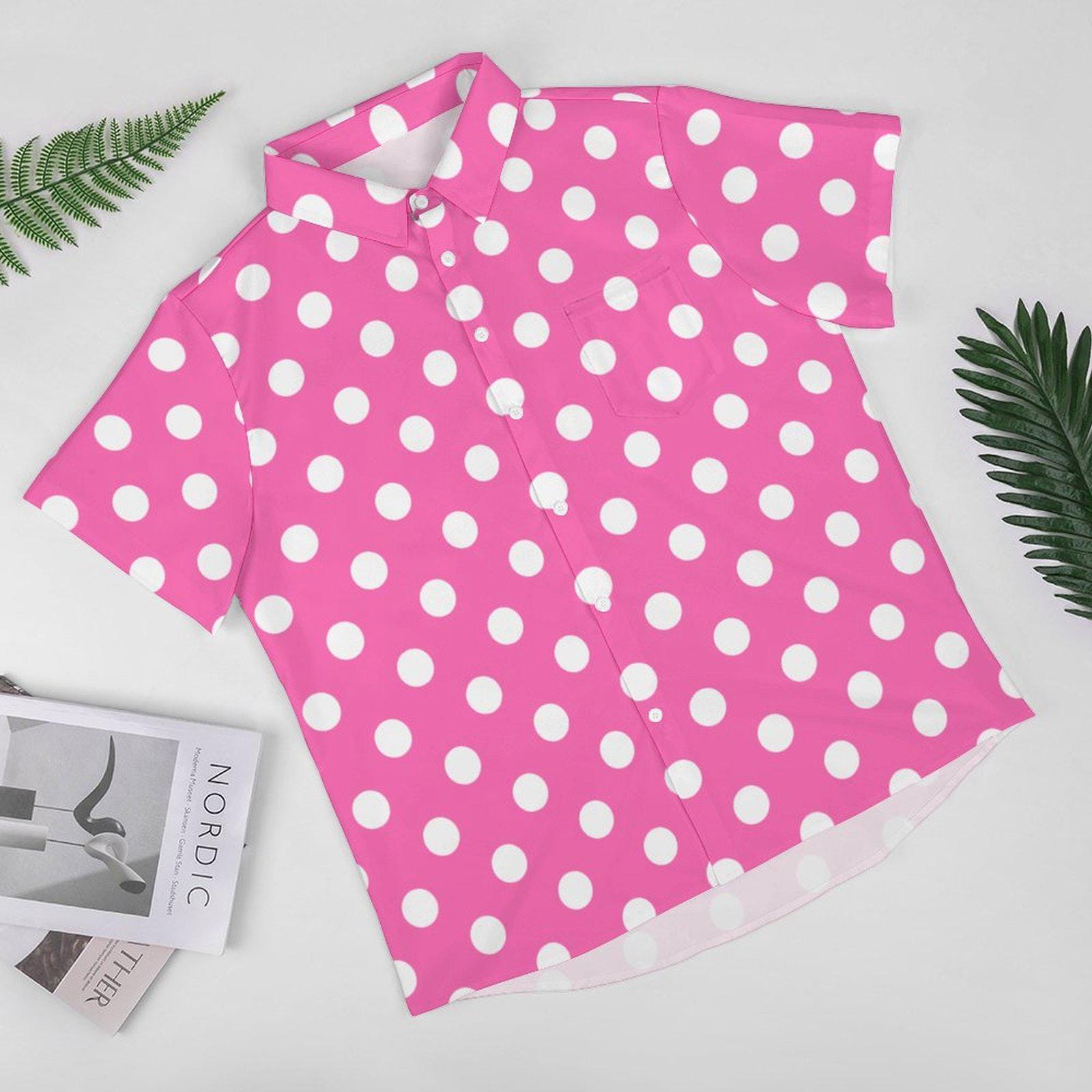 Polka Dot Button Shirt Black Red Blue Brown Green Orange Purple