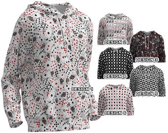 Spielkarten Spiel Deck Anzug Gaming Symbole Kreuze Diamanten Herzen Pik Männer Frauen Langarm Hoodie Sweatshirt Pullover Pullover