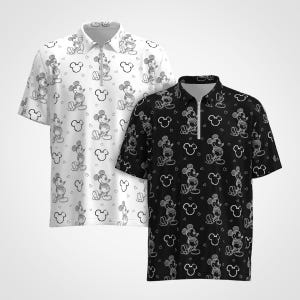 Mickey Mouse Drawing Sketch Doodle Disney Park Disneyland Inspired Short Sleeve Collar Collared Polo Tee T-shirt Shirt