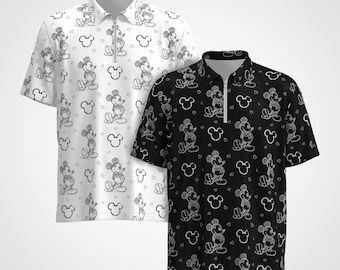 Micky Maus Zeichnung Skizze Gekritzel Disney Park Disneyland inspiriert Kurzarm Kragen Kragen Polo T-Shirt T-shirt