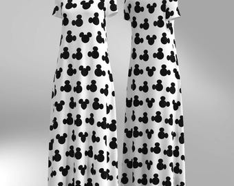 Mouse Ears Silhouette Long Maxi Dress Mickey Minnie Polka Dot Disney  Disneyland Womens Short Sleeve Clothing - Etsy
