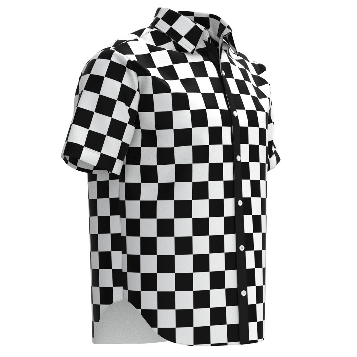 Black & White Checkered Box Check Pattern Men's Button - Etsy