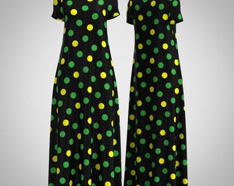 green yellow and black dress Deola Patch Oversized Short Dress in Black White Green and Yellow African Ankara Print