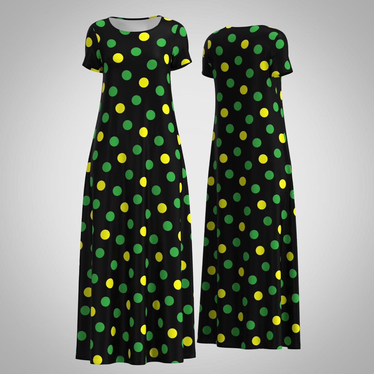 black green and yellow dress Milia Black & Chartreuse Long Dress