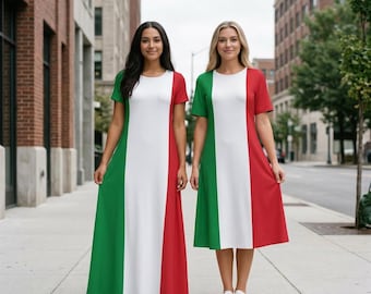 Italy Flag Tricolour Long Maxi Midi Dress Italian Inspired Women Clothing Scarf National Cultural Republic Day