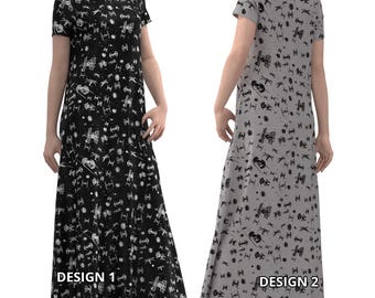 Star Wars Space Battle Ships Galaxy X Wing Tie Fighter Disneyland Disney Park Inspired Women's Short Sleeve Sleeveless Long Maxi Dress