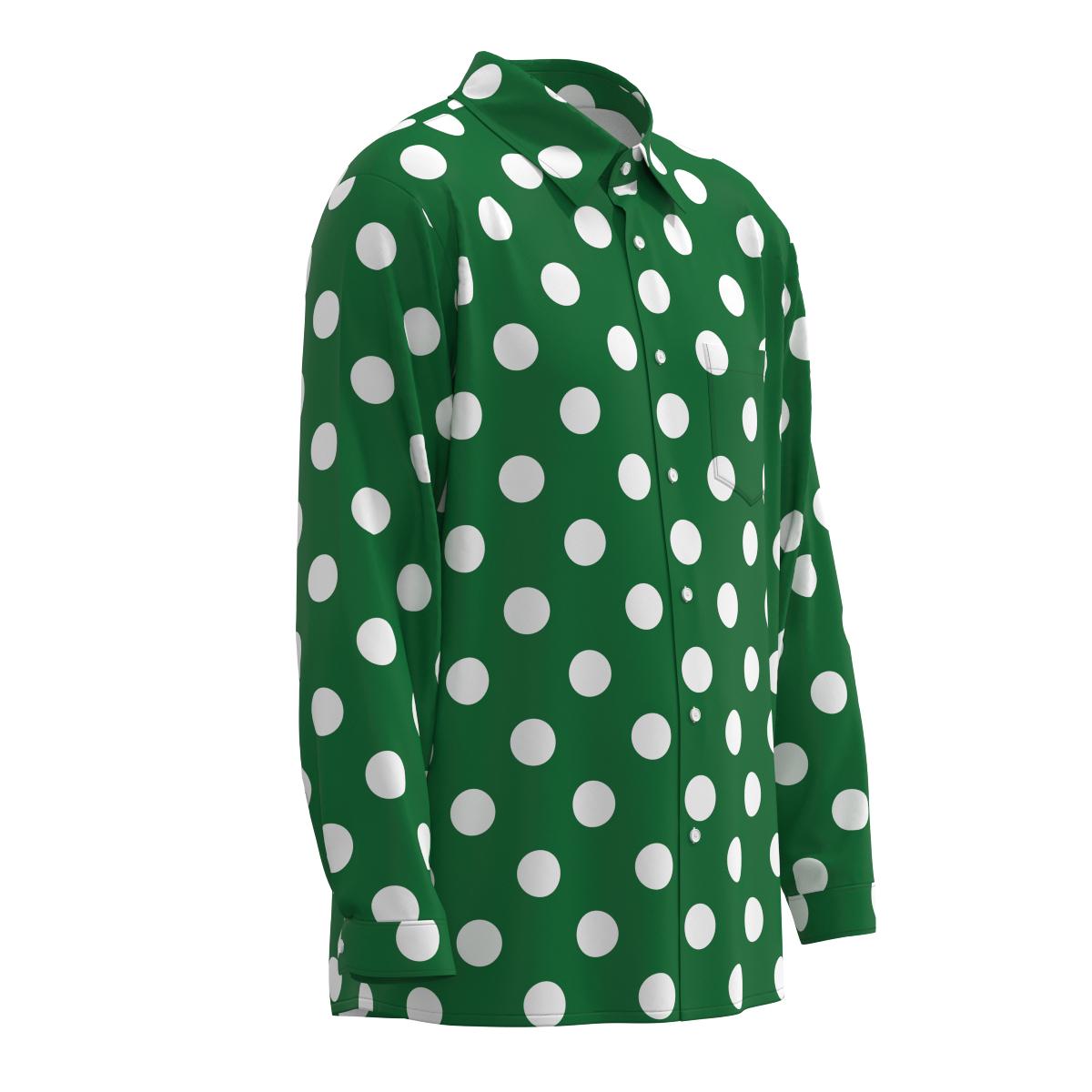 green polka dot dress shirt Men's Polka Dot Print Button Down Shirt in Pea Green & White