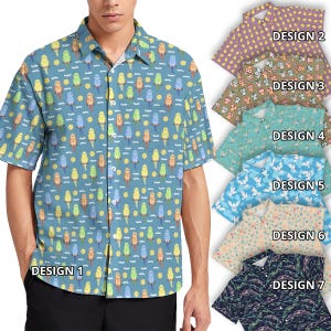 Birds Watcher Lover Budgie Budgerigar Parakeet Chicks Owl Flamingo Dodo Dove Animal Pattern Aviary Conservation Short Sleeve Button Shirt